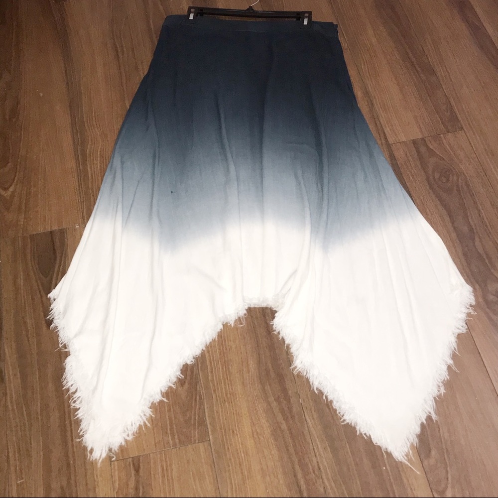 ANTHRO LAVI/MAXI SKIRT/OMBRÉ BLUE WHITE/LARGE/B30